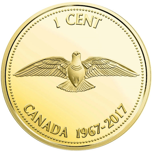 1967-2017 Centennial Commemorative Canada 1-cent Gold Plated Proof Silver (No Tax)