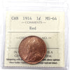1914 Canada 1-cent ICCS Certified MS64 Red (XCE 744)