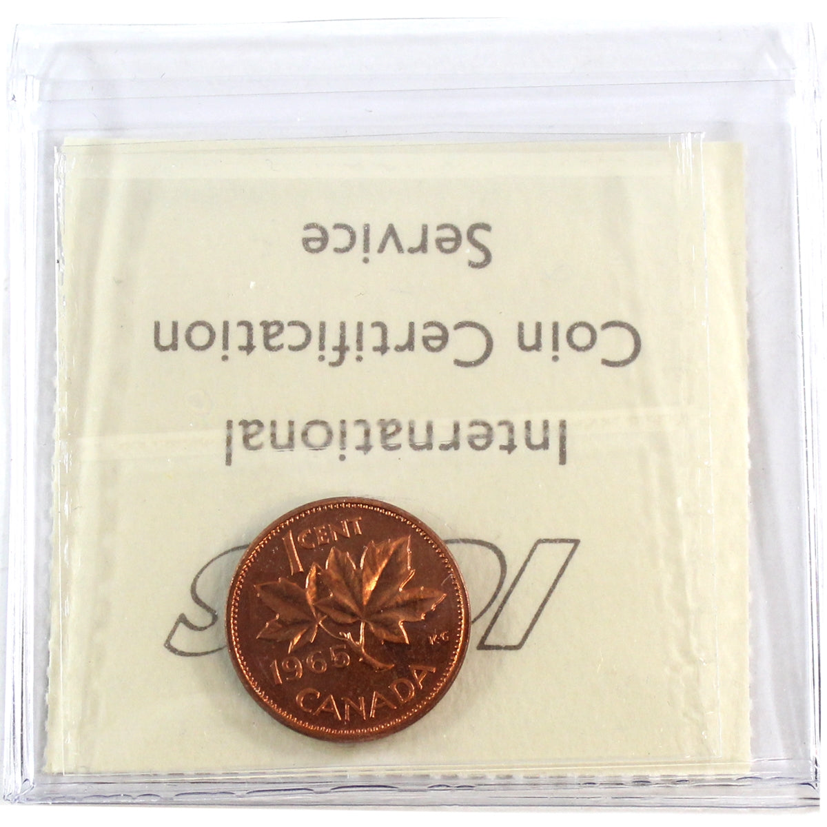 1965 SmBds Blt 5 (Type 2) Canada 1-cent ICCS Certified PL66 Red; Ultra Heavy Cameo
