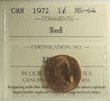 1972 Canada 1-cent ICCS Certified MS64 Red