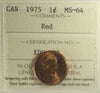 1975 Canada 1-cent ICCS Certified MS64 Red