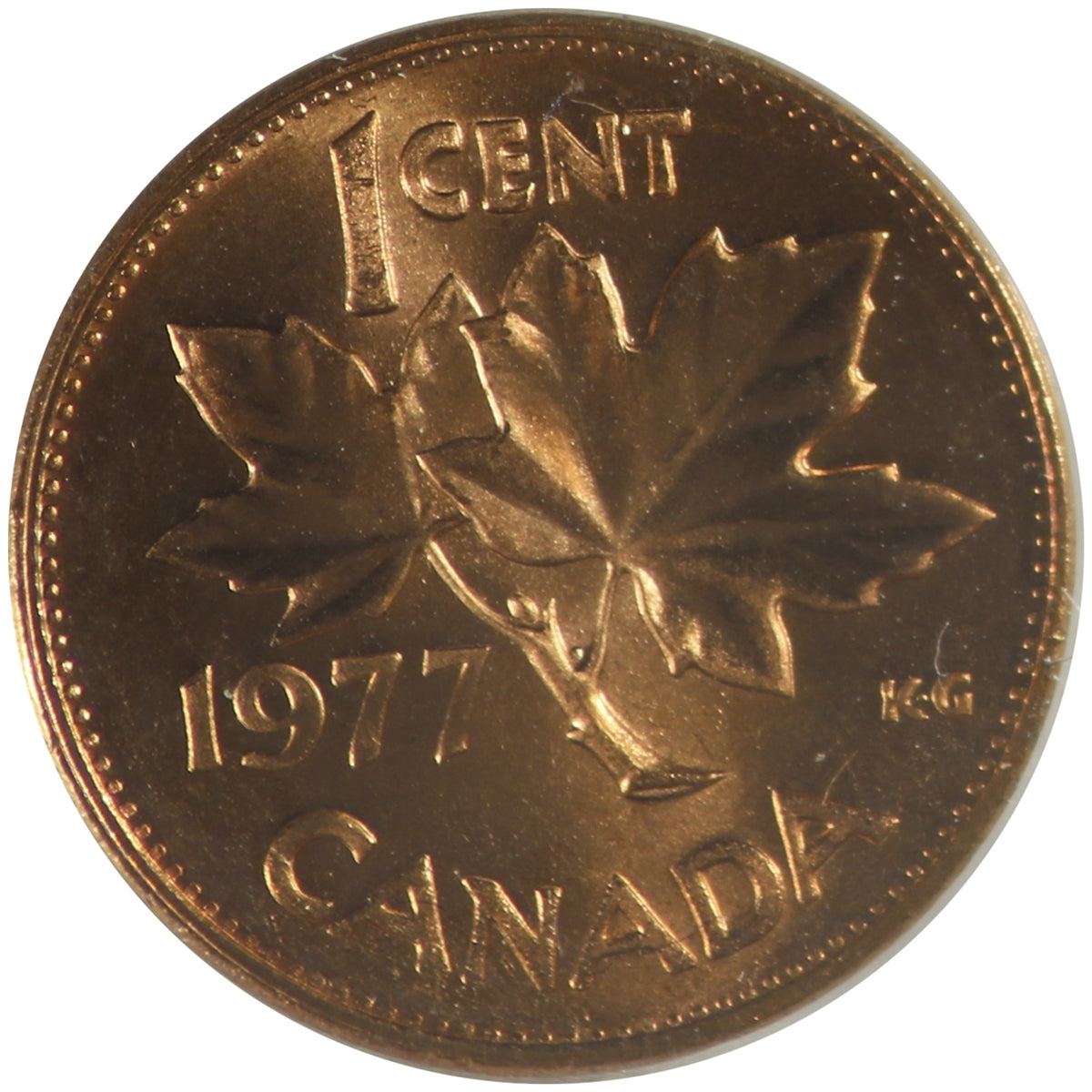 1977 Canada 1-cent ICCS Certified MS64 Red