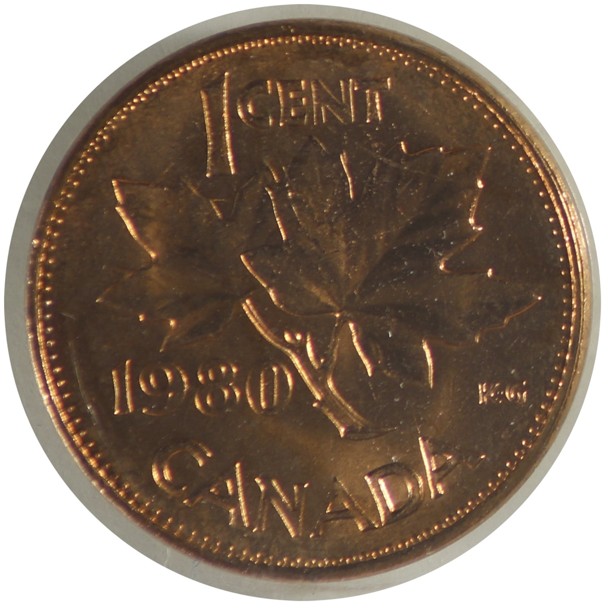 1980 Canada 1-cent ICCS Certified MS66 Red