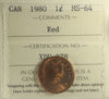 1980 Canada 1-cent ICCS Certified MS-64 Red