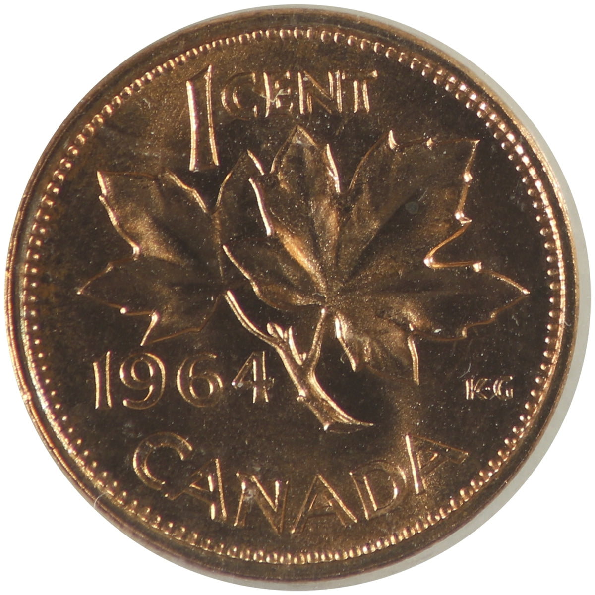 1964 Hanging 4 Canada 1-cent ICCS Certified MS65 Red