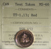 (2004) Canada 1-cent Test Token TT-1.13 ICCS Certified MS66 Red