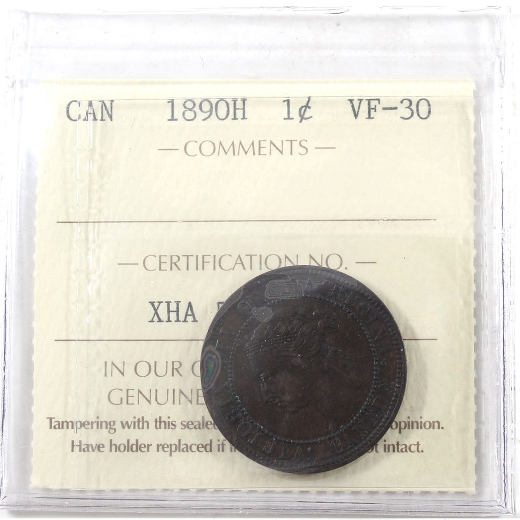 1890H Canada 1-cent ICCS Certified VF30
