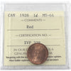 1928 Canada 1-cent ICCS Certified MS-64 Red (XVP 328)
