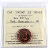 2003WP New Effigy Canada 1-cent ICCS Certified MS67 Red; NBU