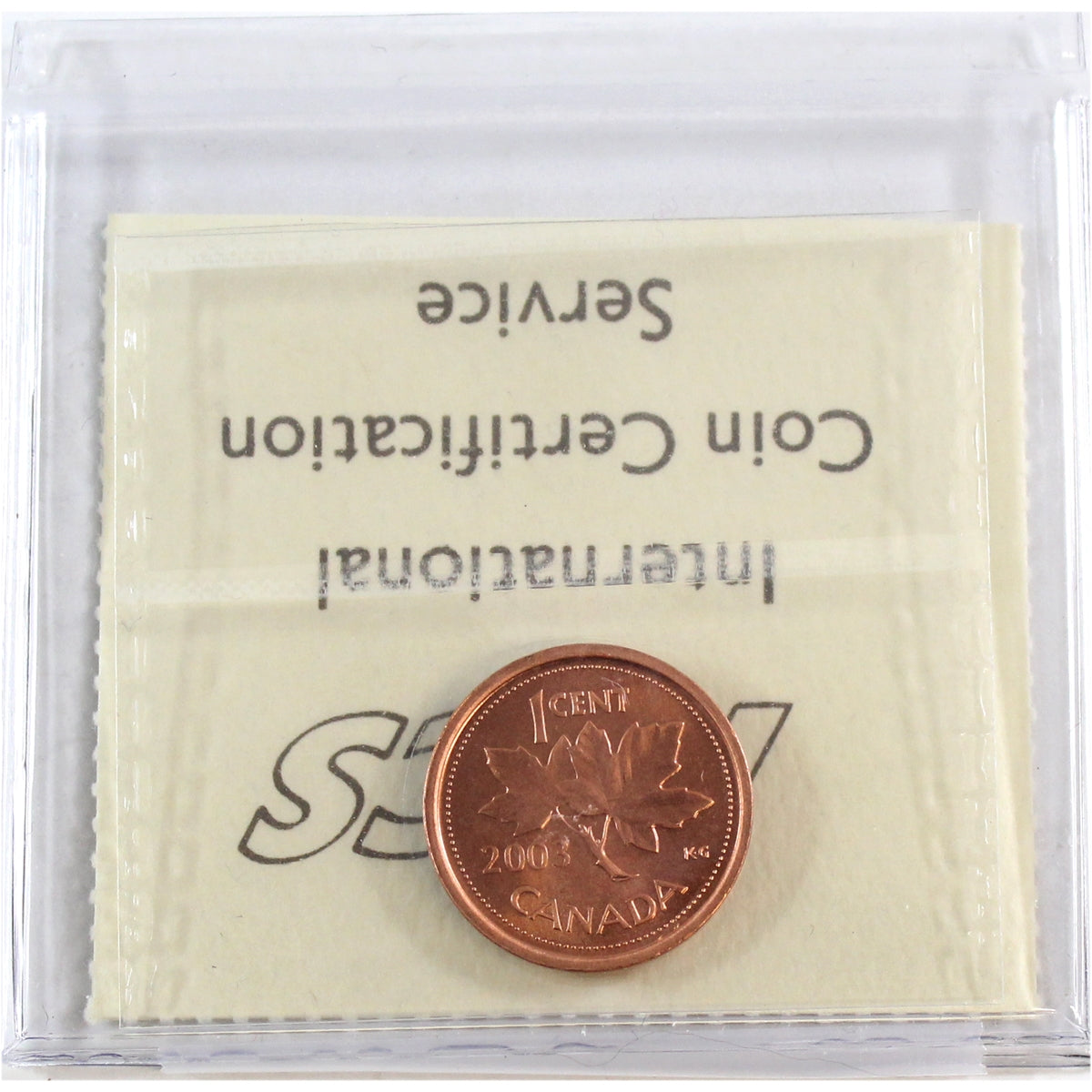 2003 Old Effigy Canada 1-cent ICCS Certified MS65 Red