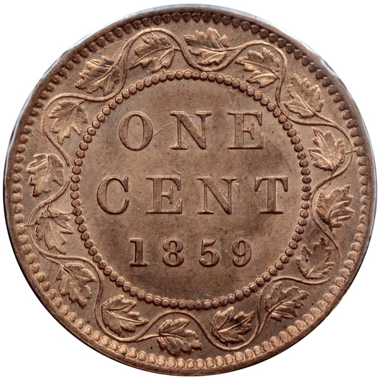 1859 Narrow 9 Canada 1-cent Brilliant Uncirculated (MS63) $