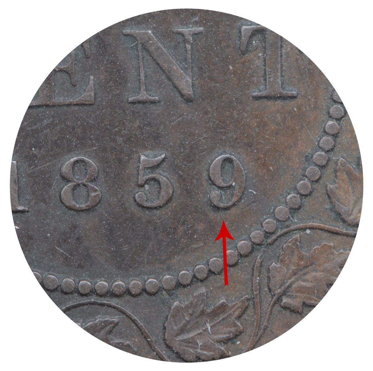1859 Low 9 Canada 1-cent Extra Fine (EF40)