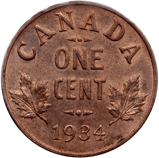 1934 Canada 1-cent Choice Brilliant Uncirculated (MS64) $