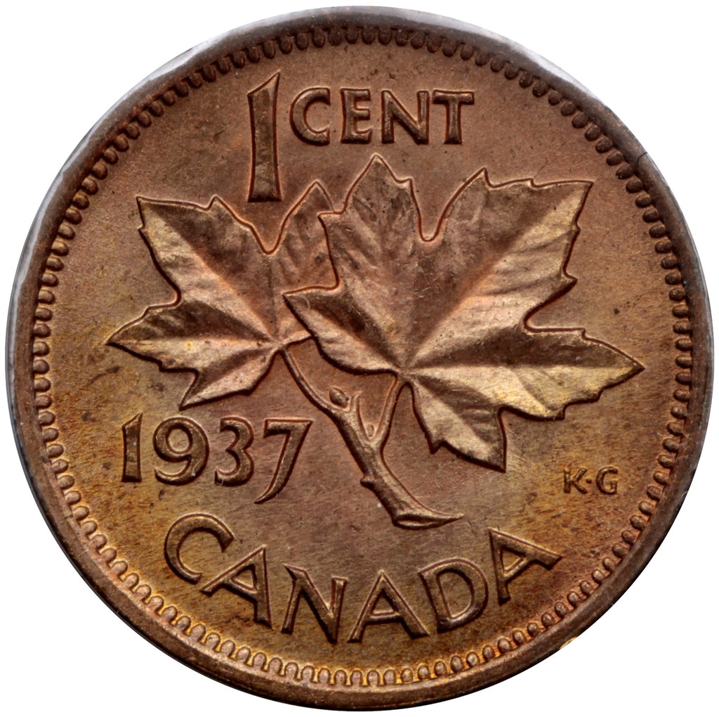 1937 Canada 1-cent Brilliant Uncirculated (MS63) Red & Brown