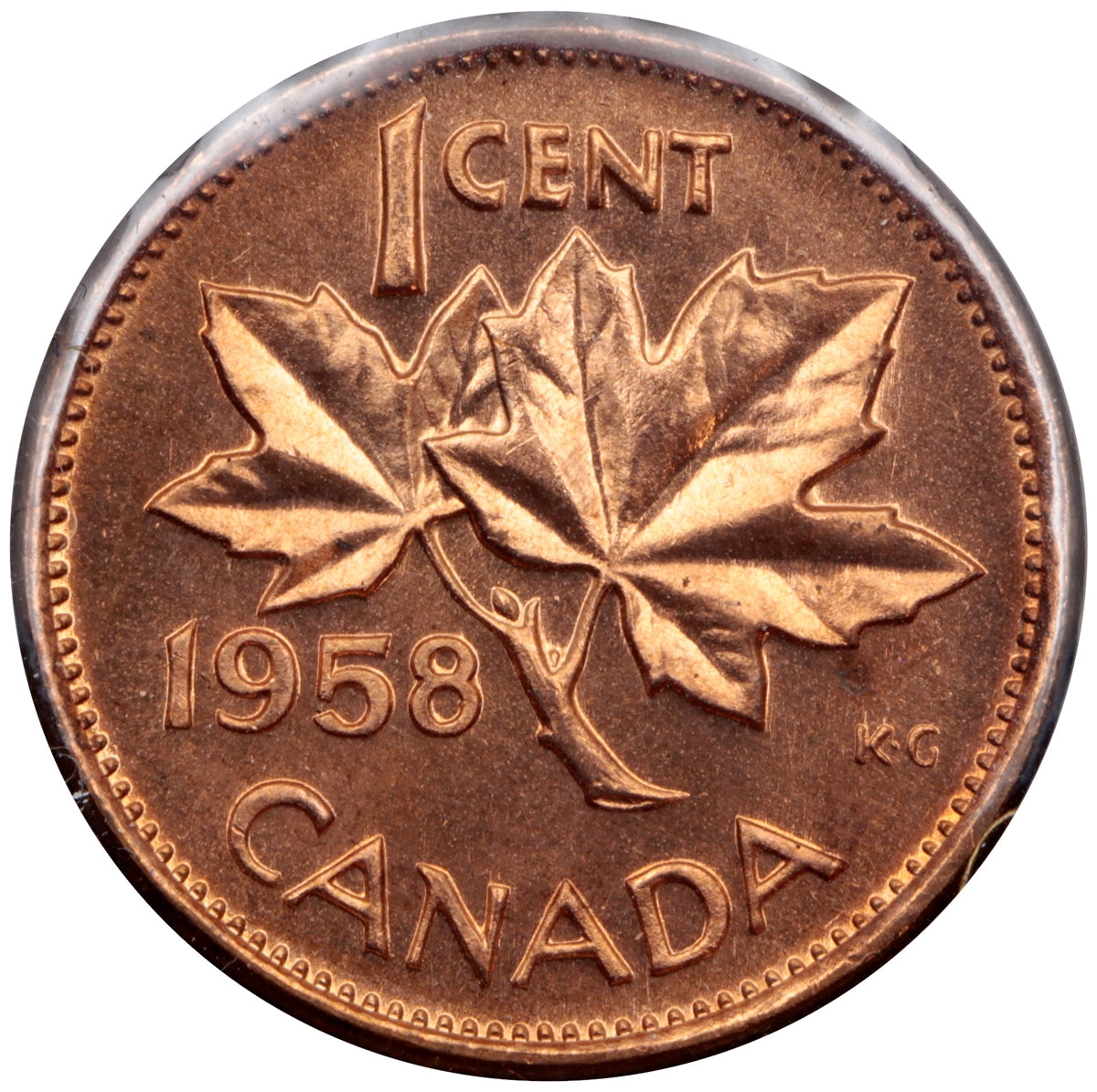 1958 Hanging 8 Canada 1-cent Choice Brilliant Uncirculated (MS64)