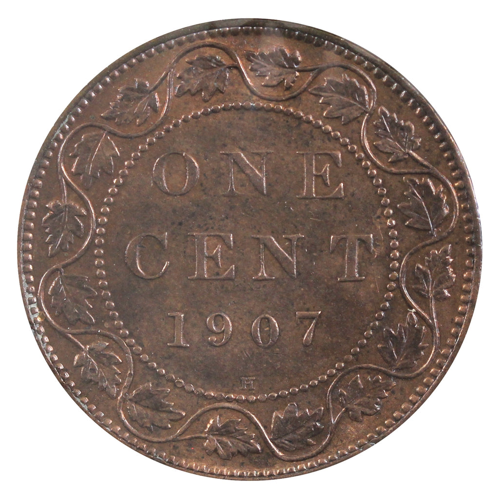 1907H Canada 1-cent UNC+ (MS62) Red & Brown $