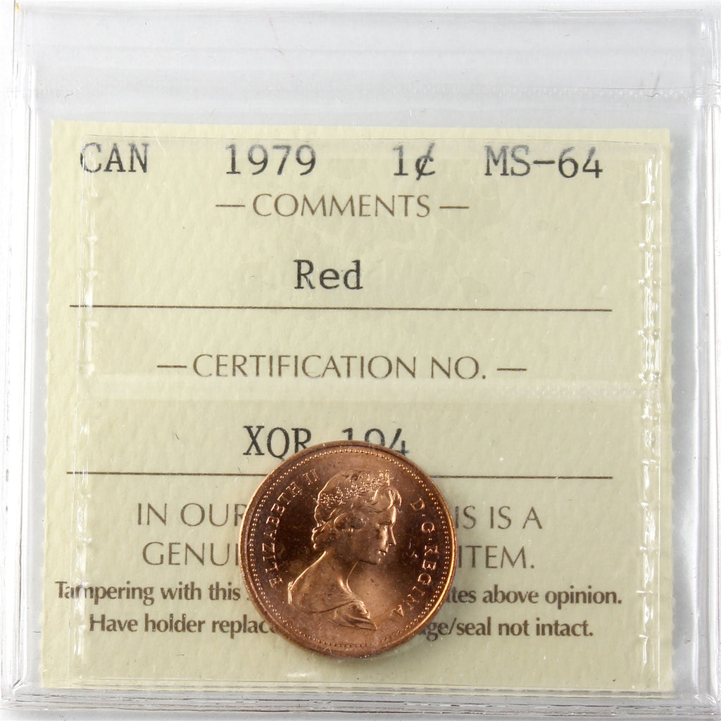 1979 Canada 1-cent ICCS Certified MS64 Red