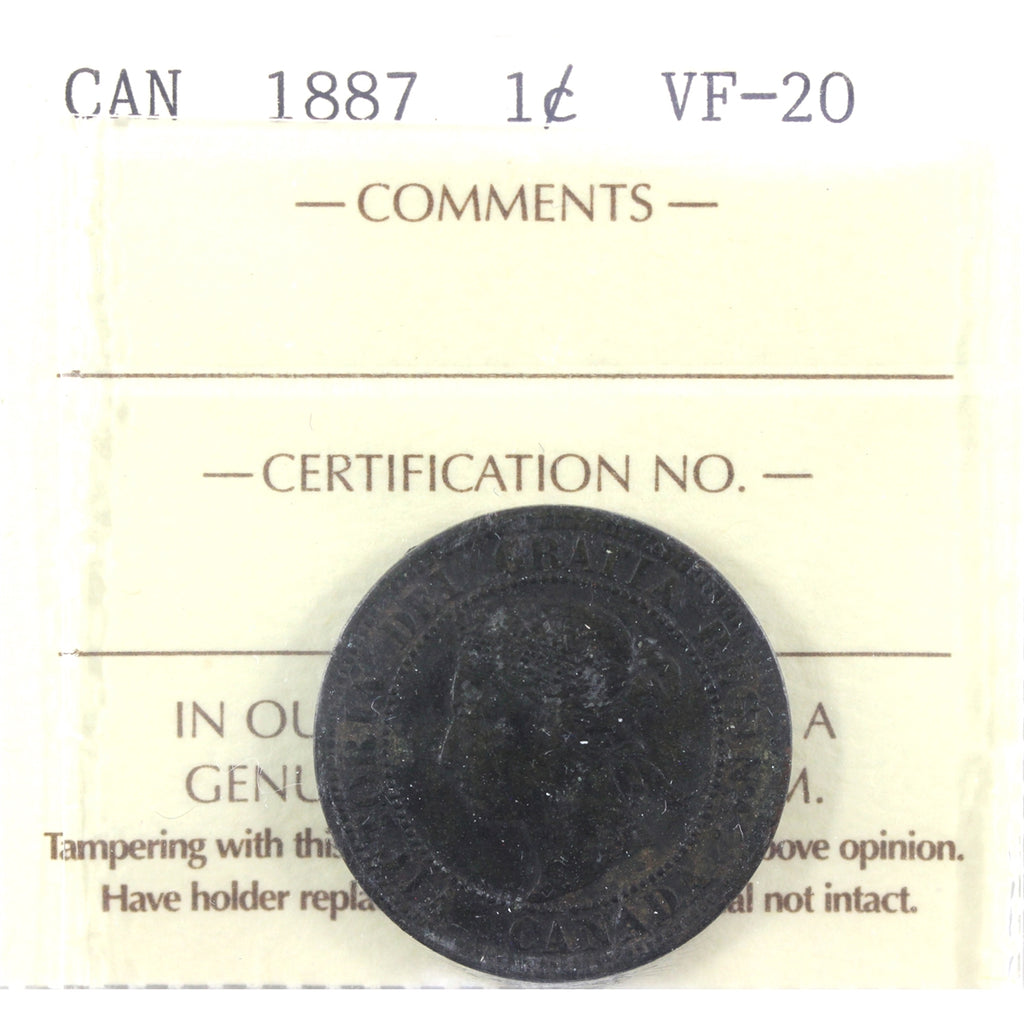 1887 Canada 1-cent ICCS Certified VF20