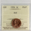 1956 Canada 1-cent ICCS Certified PL67 Red