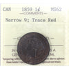 1859 Narrow 9 Canada 1-cent ICCS Certified MS62 Trace Red