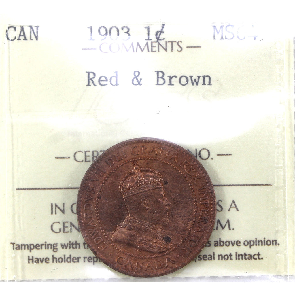 1903 Canada 1-cent ICCS Certified MS64 Red & Brown