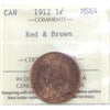 1912 Canada 1-cent ICCS Certified MS-64 Red & Brown