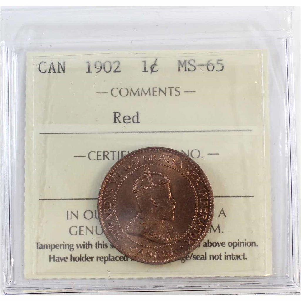 1902 Canada 1-cent ICCS Certified MS65 Red (XMU 378)