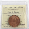 1904 Canada 1-cent ICCS Certified MS64 Red & Brown (XQL 278)