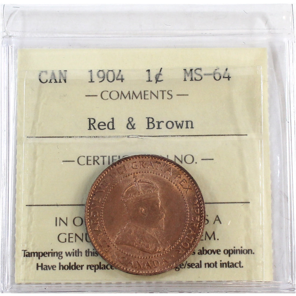 1904 Canada 1-cent ICCS Certified MS64 Red & Brown (XQL 278)