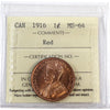 1916 Canada 1-cent ICCS Certified MS64 Red