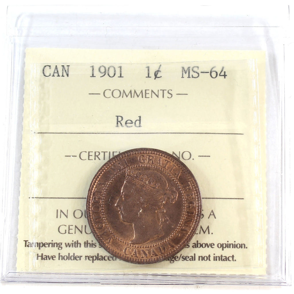 1901 Canada 1-cent ICCS Certified MS64 Red (XIC 346)