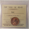 1932 Canada 1-cent ICCS Certified MS65 Red (XUZ 593)