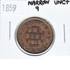 1859 Narrow 9 Canada 1-cent UNC+ (MS62) $