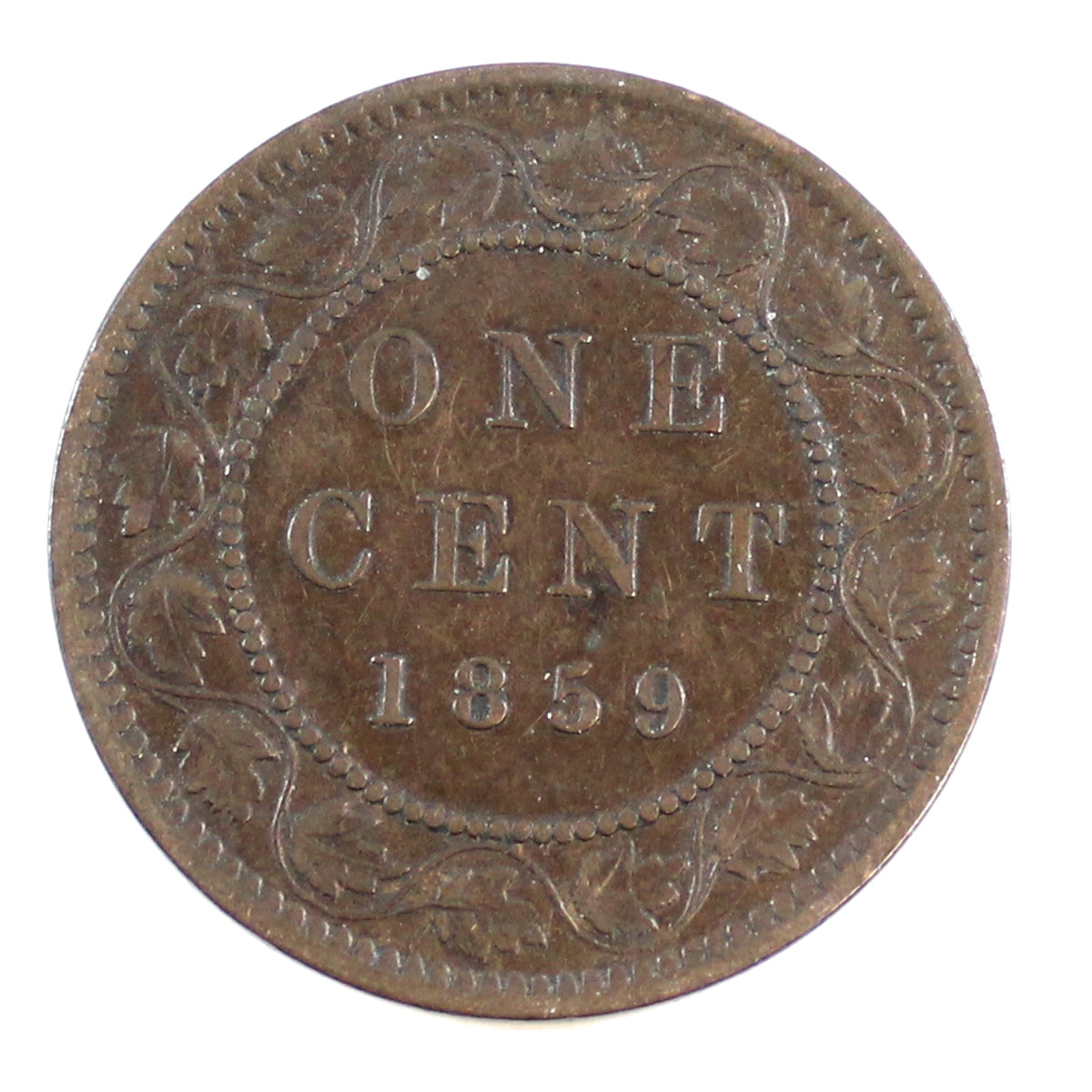 1859 Low 9 Canada 1-cent VF-EF (VF30)
