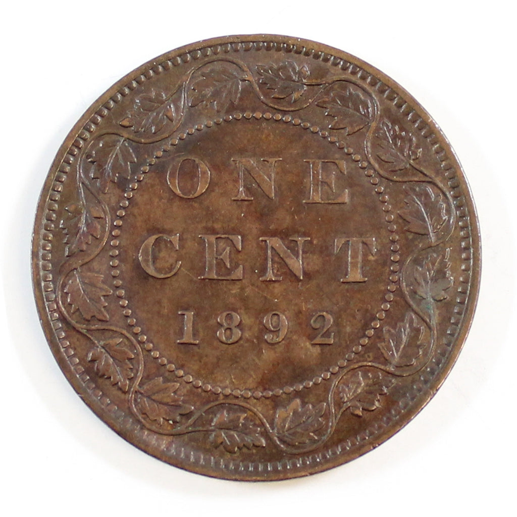 1892 Obv. 4 Canada 1-cent Almost Uncirculated (AU50)
