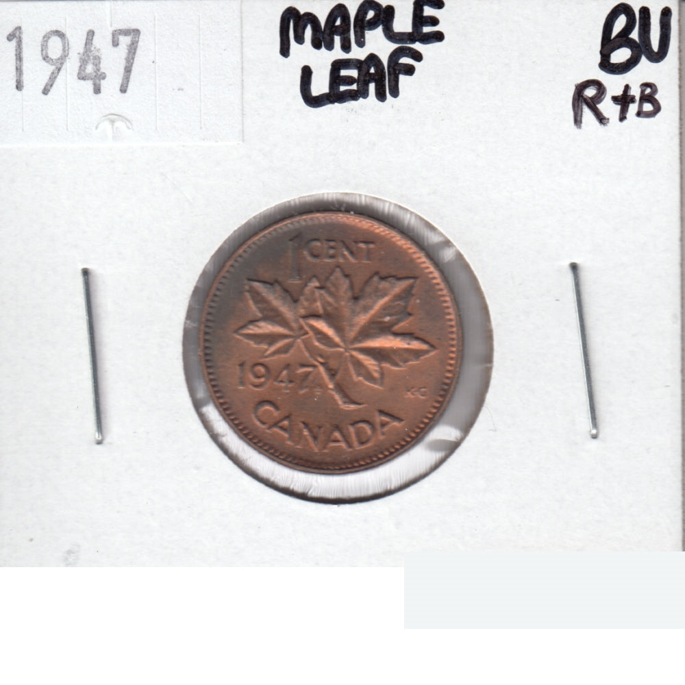 1947 Maple Leaf Canada 1-cent Brilliant Uncirculated R & B (MS63)