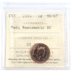1993 Canada 1-cent ICCS Certified MS67 Red; Numismatic BU