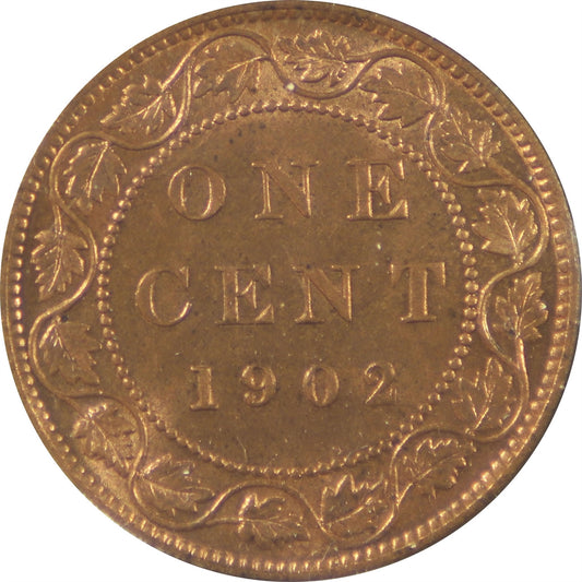 1902 Canada 1-cent Choice Brilliant Uncirculated (MS64) Red & Brown $