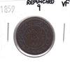 1859 Repunched 9 Canada 1-cent Very Fine (VF20) $