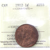 1912 Canada 1-cent ICCS Certified AU55