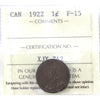 1922 Canada 1-cent ICCS Certified F-15