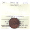 1924 Canada 1-cent ICCS Certified AU-50
