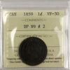 1859 DP NP #2 1-cent ICCS Certified VF-30 (XVI 418)