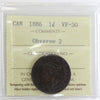 1886 Obv. 2 Canada 1-cent ICCS Certified VF-30