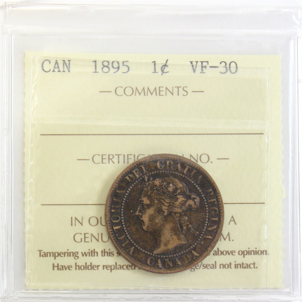 1895 Canada 1-cent ICCS Certified VF30