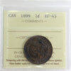 1899 Canada 1-cent ICCS Certified EF-45