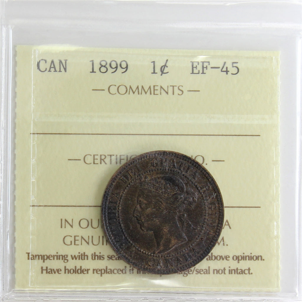 1899 Canada 1-cent ICCS Certified EF-45