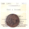 1901 Canada 1-cent ICCS Certified MS-52 Red & Brown