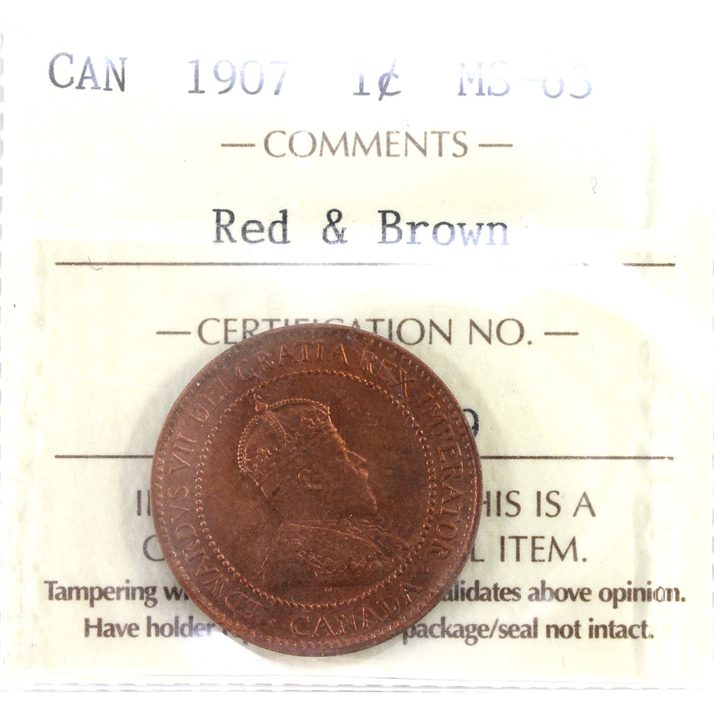 1907 Canada 1-cent ICCS Certified MS63 Red & Brown