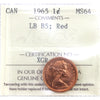 1965 LgBds Blt 5 (Type 3) Canada 1-cent ICCS Certified MS64 Red
